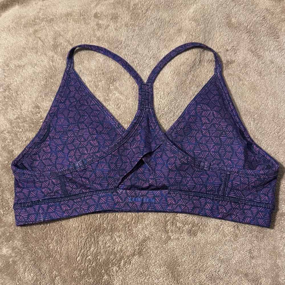 Patagonia Womens Cross Beta Sports Bra Size S Purple Geometric Print Crossover - Picture 2 of 4